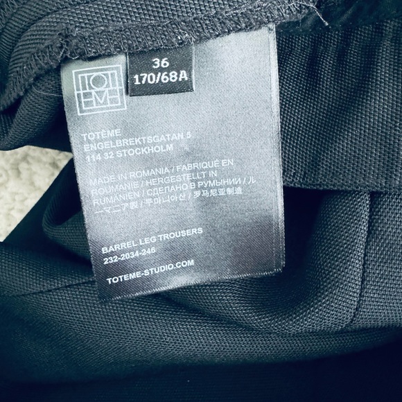TOTEME Runway Black Barrel-Leg Trousers Eu 36 US 4 - Picture 15 of 17
